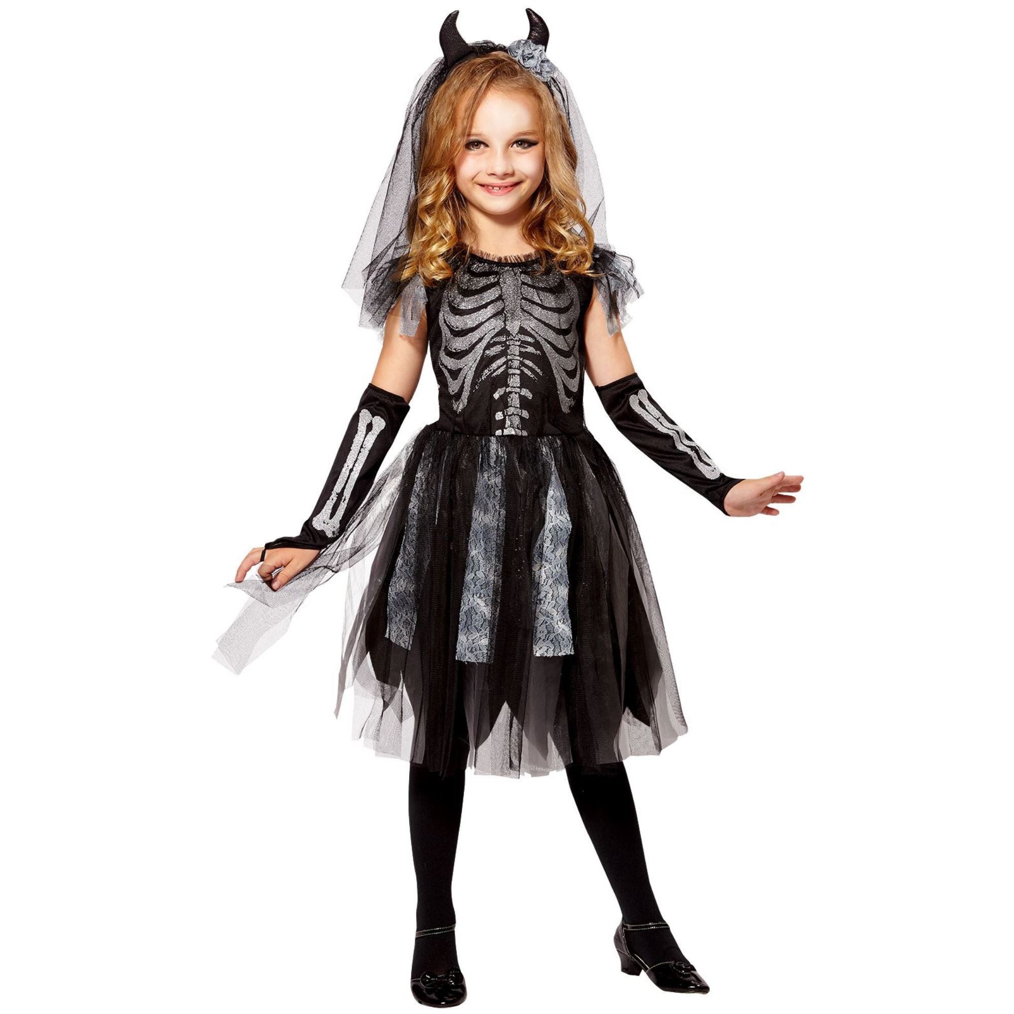 dichtheid rook invoer Zwarte bruidsjurk skelet meisje jurk halloween