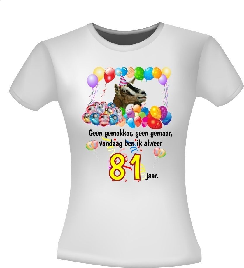 Verjaardag shirt 81 jaar met afbeelding geit