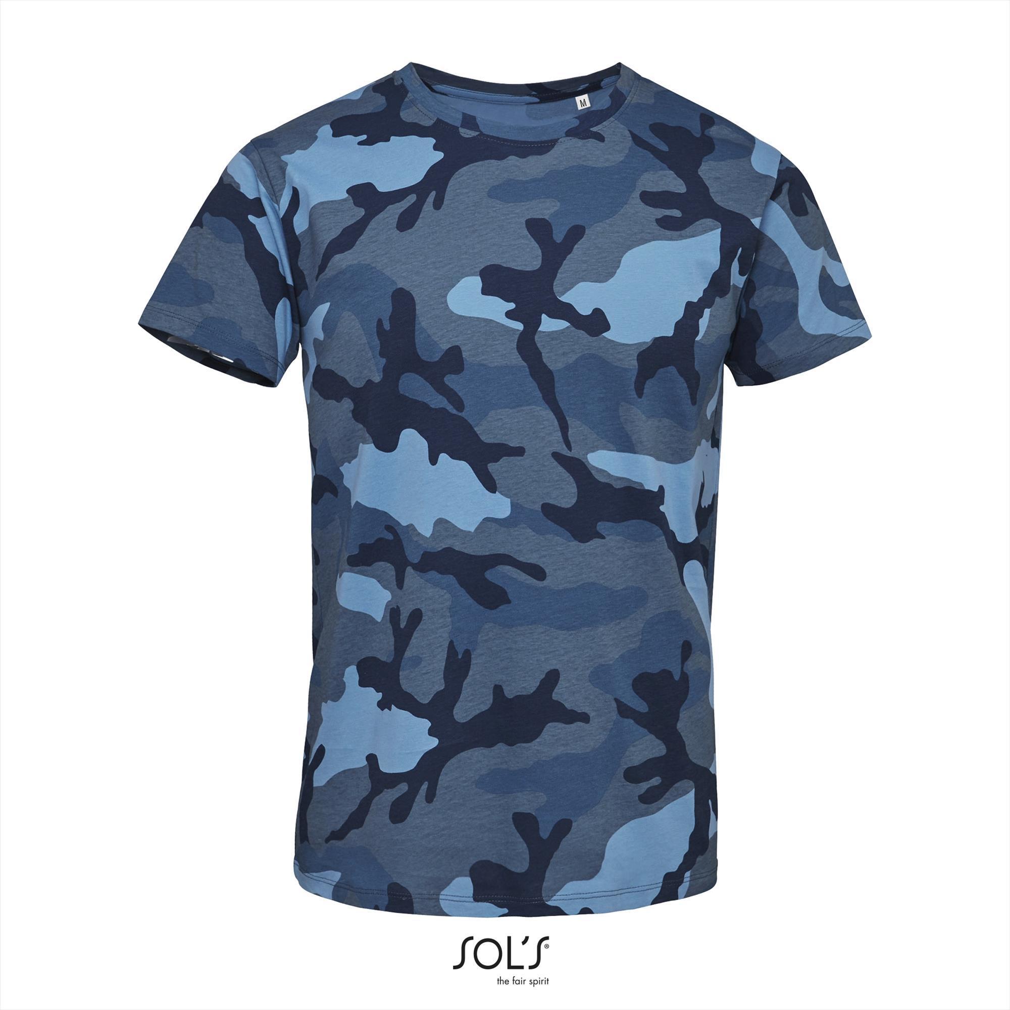 Door Registratie vergelijking Heren camouflage T-shirt blauw voor stoere mannen