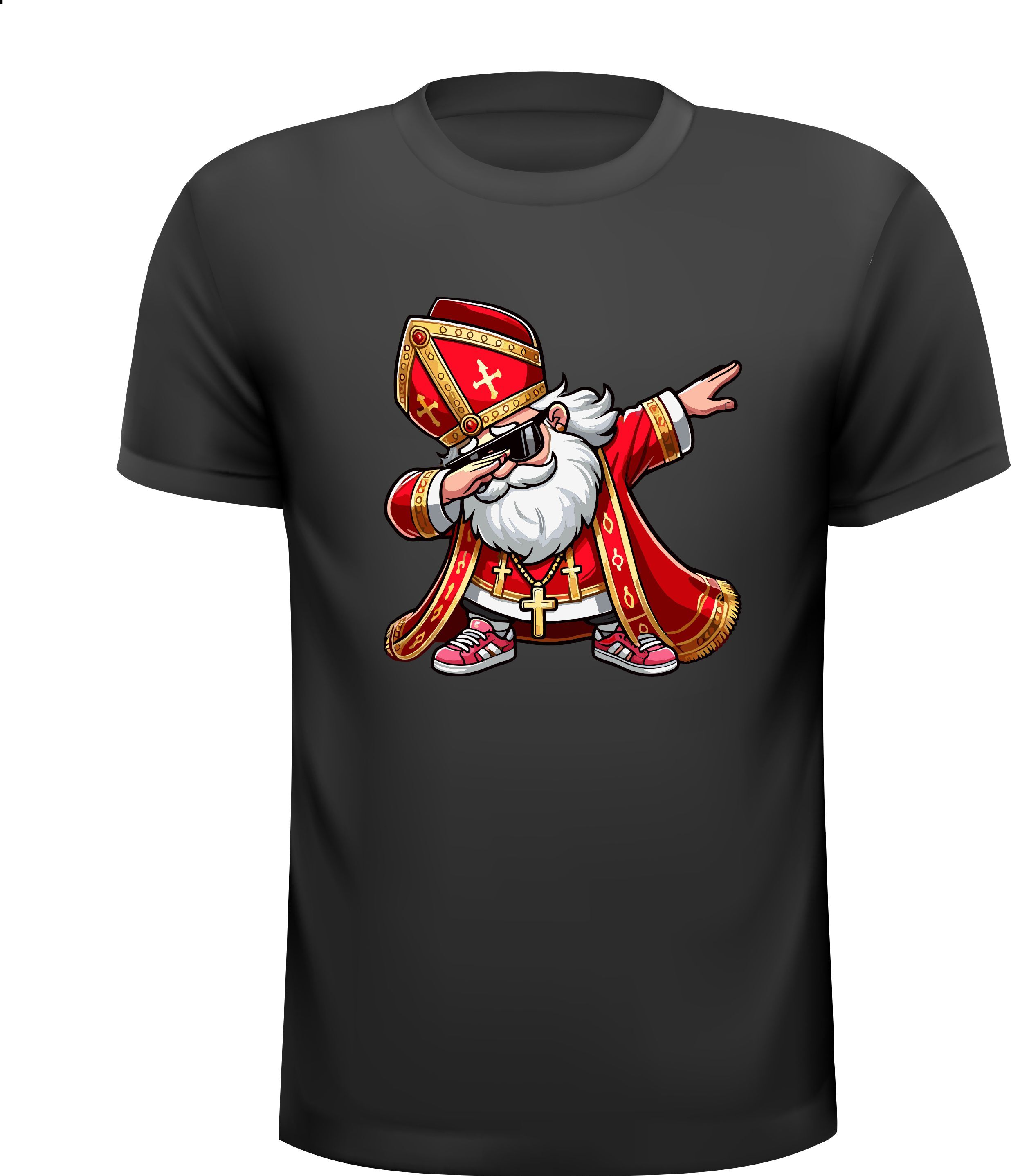 Leuke en unieke T-shirt met Sinterklaas in de dab-positie!
