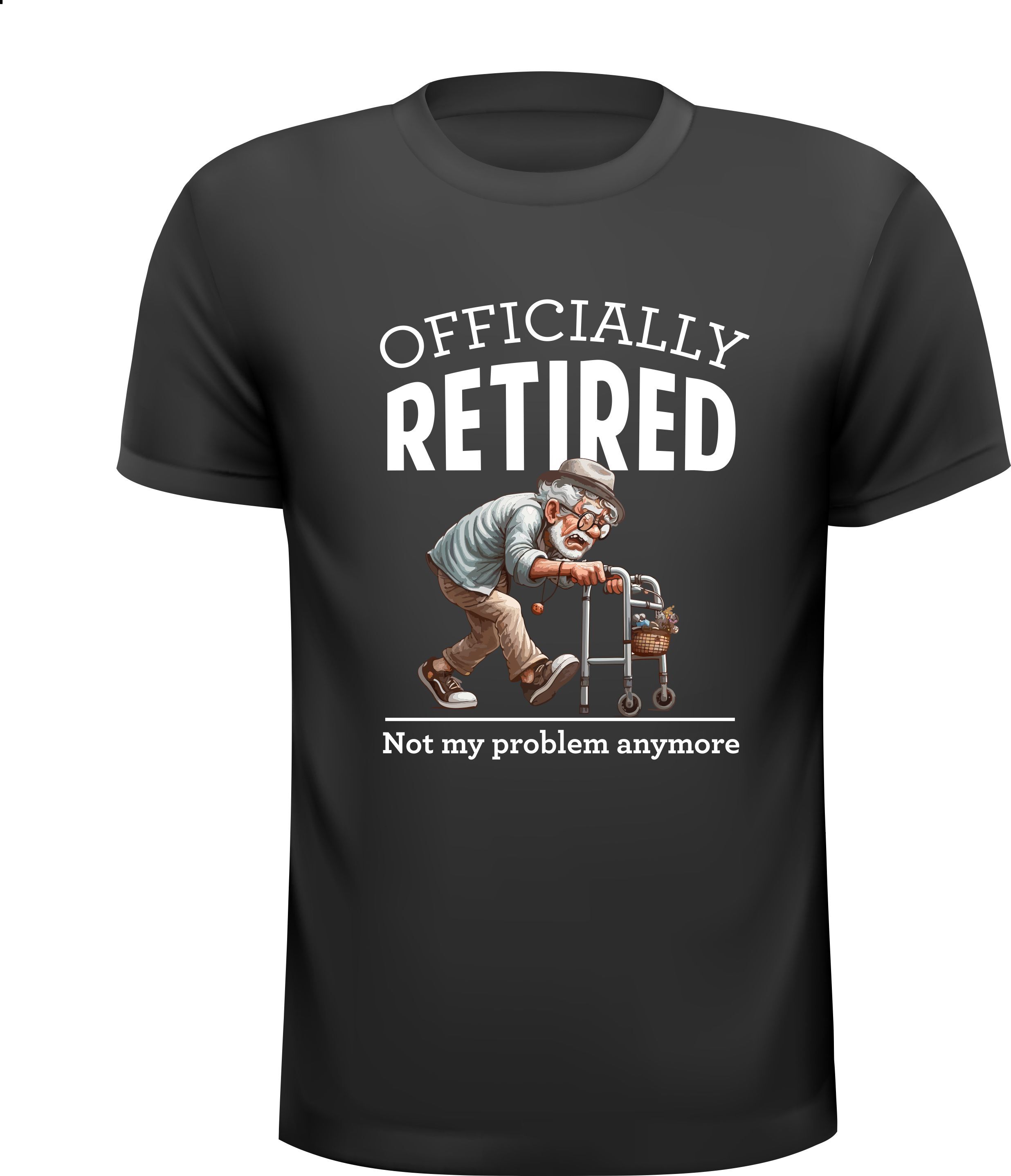 T-shirt officially retired not my problem oude man achter rollator