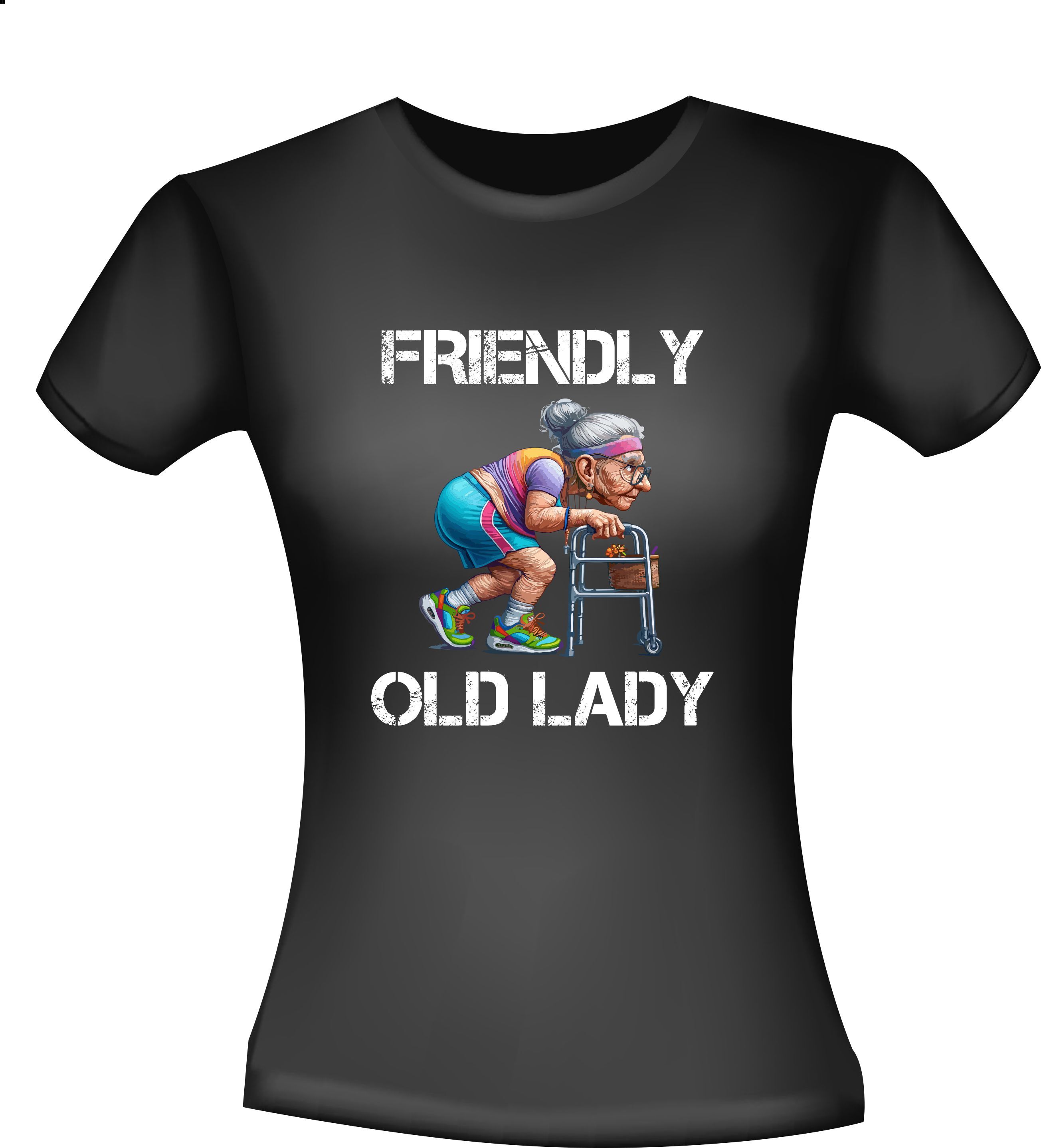 T-shirt vrolijk voor een oudere vrouw T-shirt friendly old lady