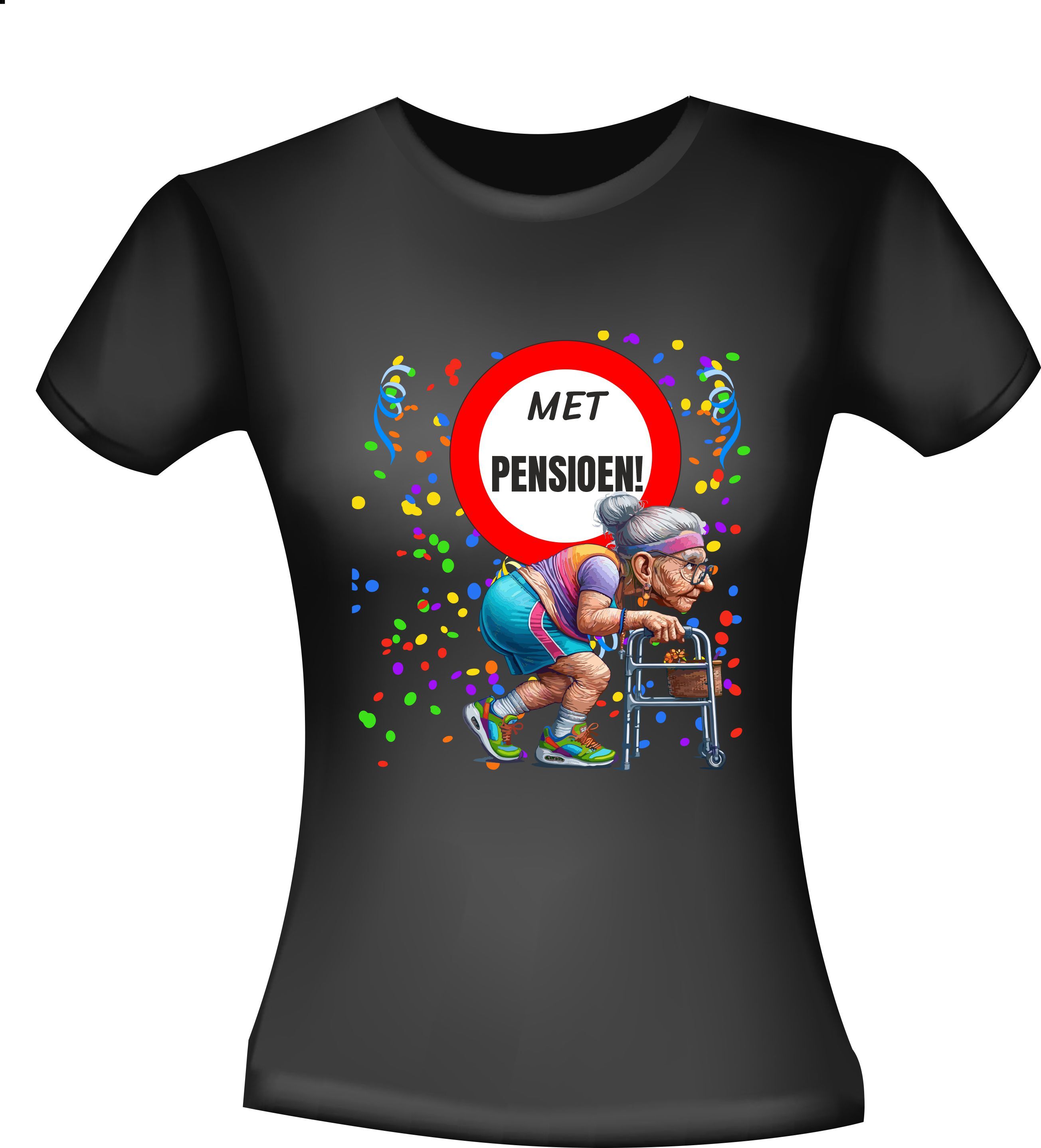 T-shirtje Vier het pensioen van een bijzondere vrouw met dit vrolijke T-shirt met feestelijke print!