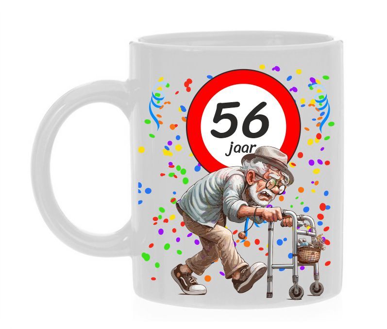 Grappige 56 jaar verjaardagsmok  full Colour bedrukt leuk cadeau voor een man