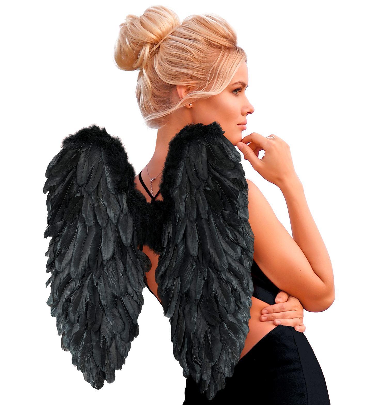 Mystieke zwarte vleugels 50x50 cm opvouwbaar accessoire voor de perfecte dark angel look